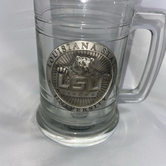 LSU Raised Pewter Emblem On Glass 2003 Beer Mug Louisiana Tigers - Picture 3 of 5